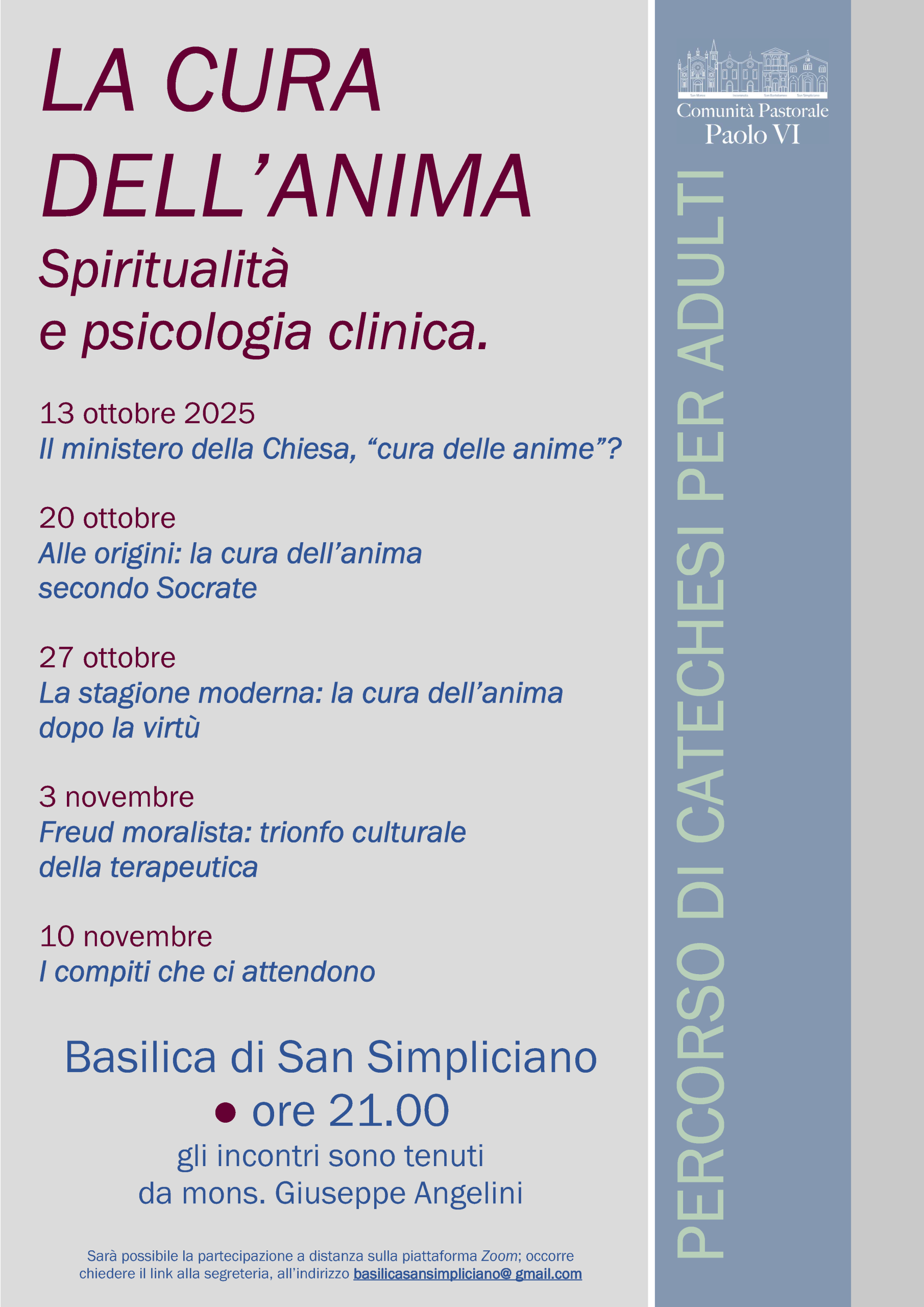 Catechesi di mons. Giuseppe Angelini Ottobre – Novembre 2025